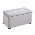 EasyComfort opbergbank set met 2 poefs in parelgrijs velours