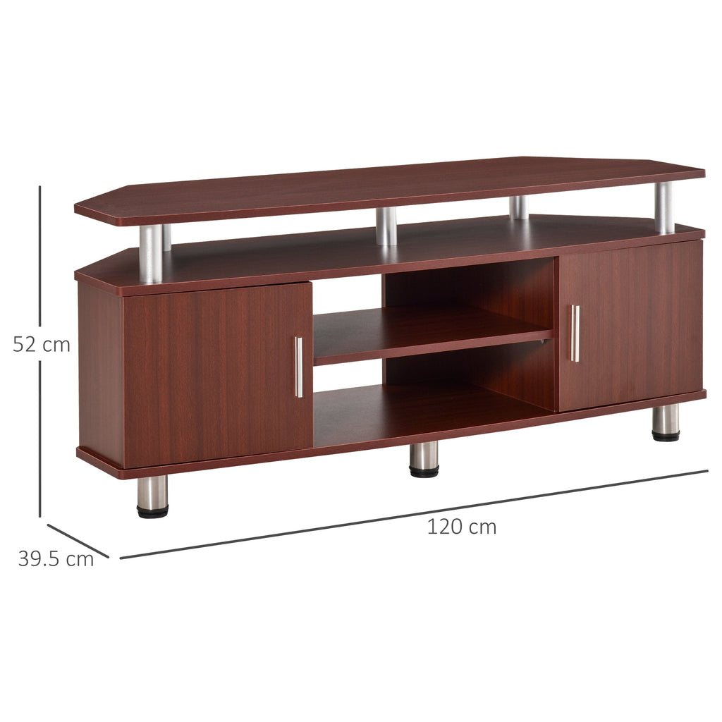 Easycomfort Mobile Porta TV Classico da Soggiorno with 2 ripiani e 2 Armadietti, in MDF e Acciaio Inox, Marrone, 120x39.5x52cm