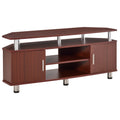 Easycomfort Mobile Porta TV Classico da Soggiorno with 2 ripiani e 2 Armadietti, in MDF e Acciaio Inox, Marrone, 120x39.5x52cm