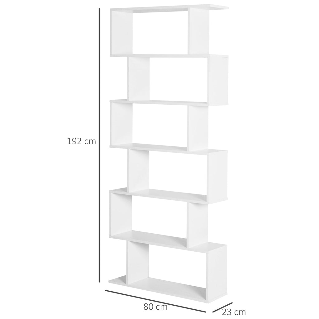 Easycomfort Scaffale Alto with 6 Ripiani, Libreria Scaffalatura in Legno Design Moderno, white 80 × 23 × 192cm