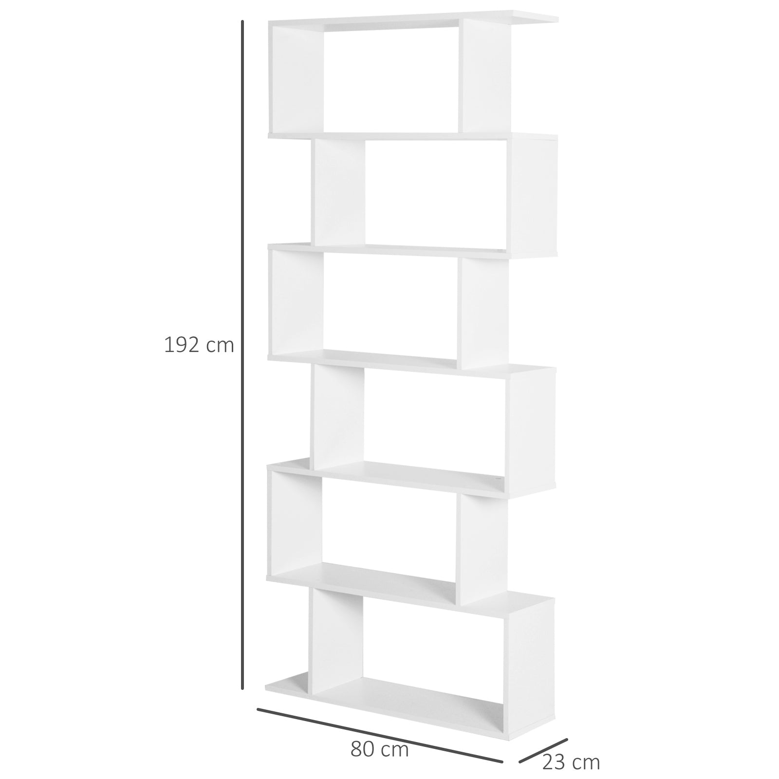 Easycomfort Scaffale Alto with 6 Ripiani, Libreria Scaffalatura in Legno Design Moderno, white 80 × 23 × 192cm