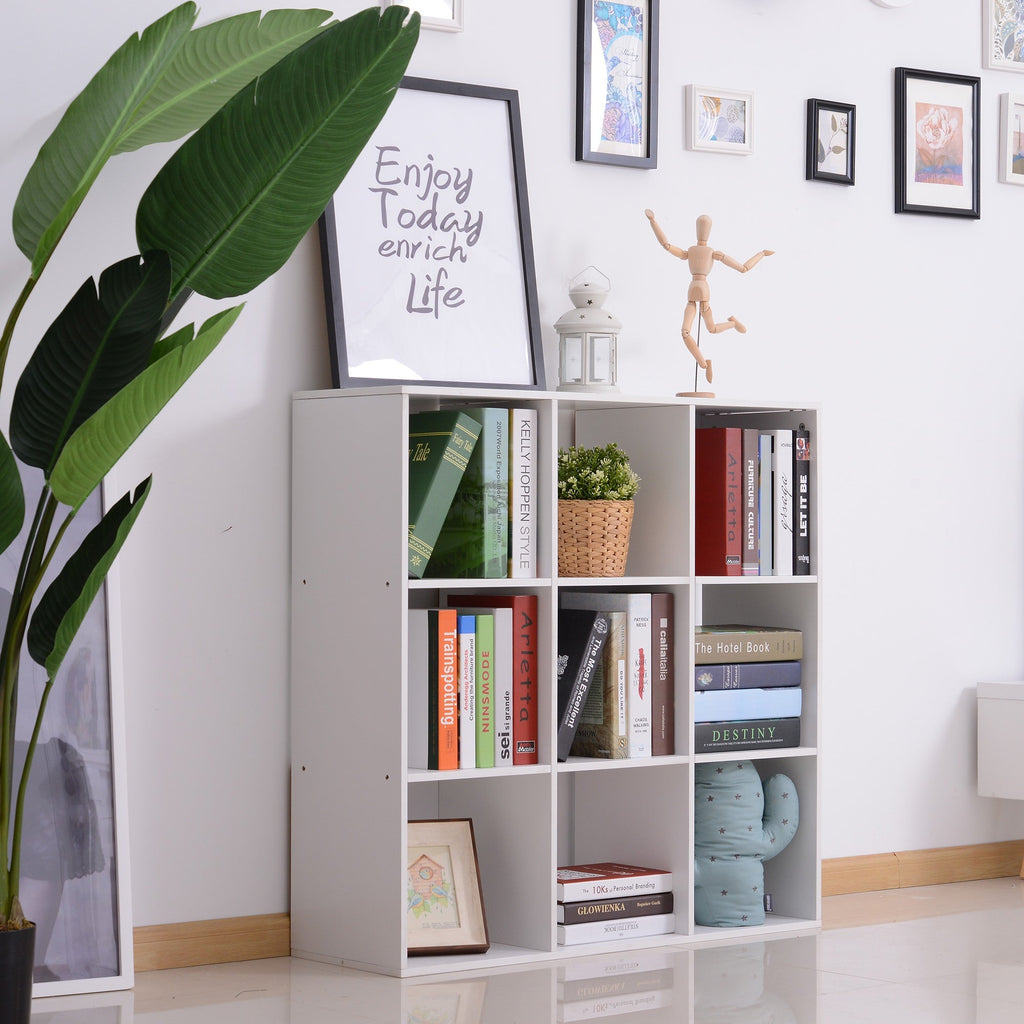 Easycomfort Libreria Bianca per Casa e Ufficio, Scaffale dal Design Moderno with 9 Scomparti in Legno, 91x29.5x91cm