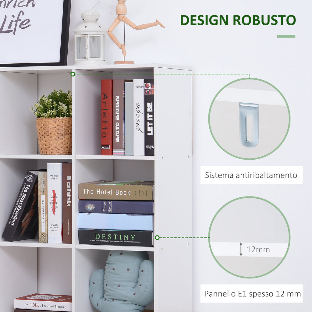 Easycomfort Libreria Bianca per Casa e Ufficio, Scaffale dal Design Moderno with 9 Scomparti in Legno, 91x29.5x91cm
