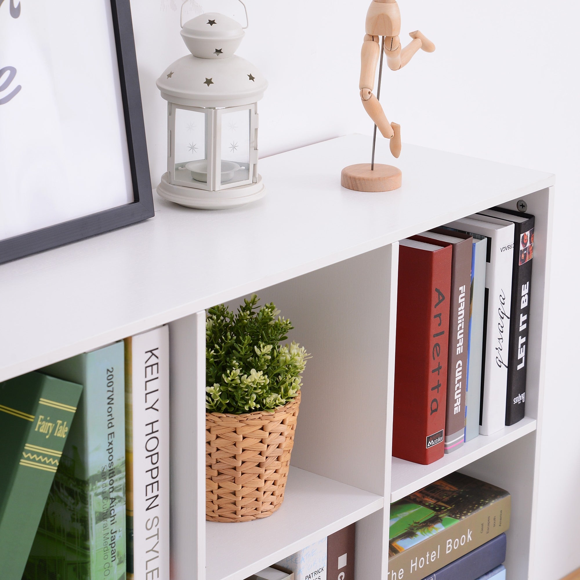 Easycomfort Libreria Bianca per Casa e Ufficio, Scaffale dal Design Moderno with 9 Scomparti in Legno, 91x29.5x91cm