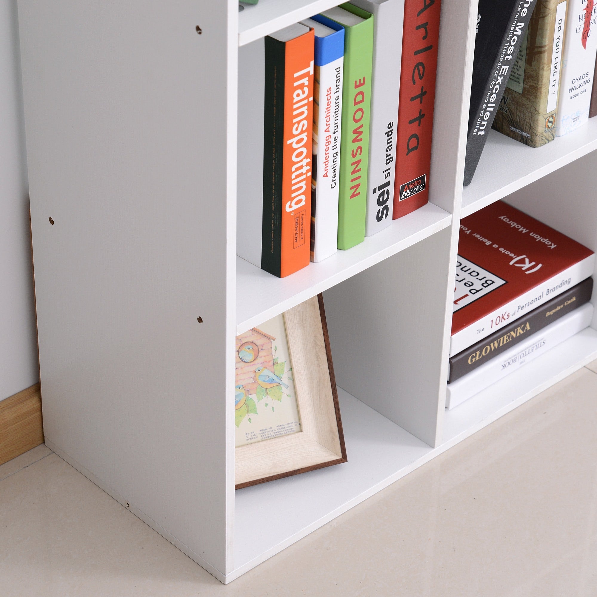 Easycomfort Libreria Bianca per Casa e Ufficio, Scaffale dal Design Moderno with 9 Scomparti in Legno, 91x29.5x91cm