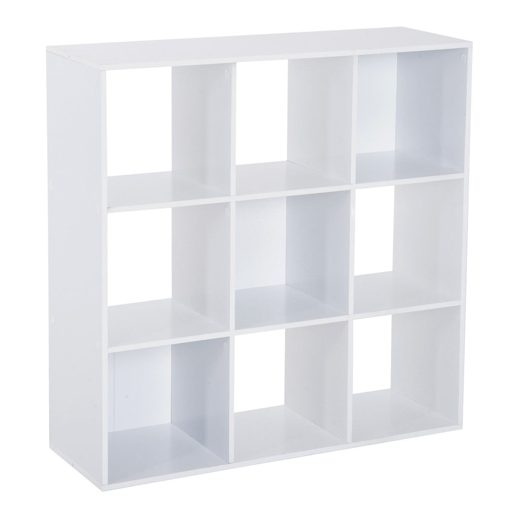 Easycomfort Libreria Bianca per Casa e Ufficio, Scaffale dal Design Moderno with 9 Scomparti in Legno, 91x29.5x91cm