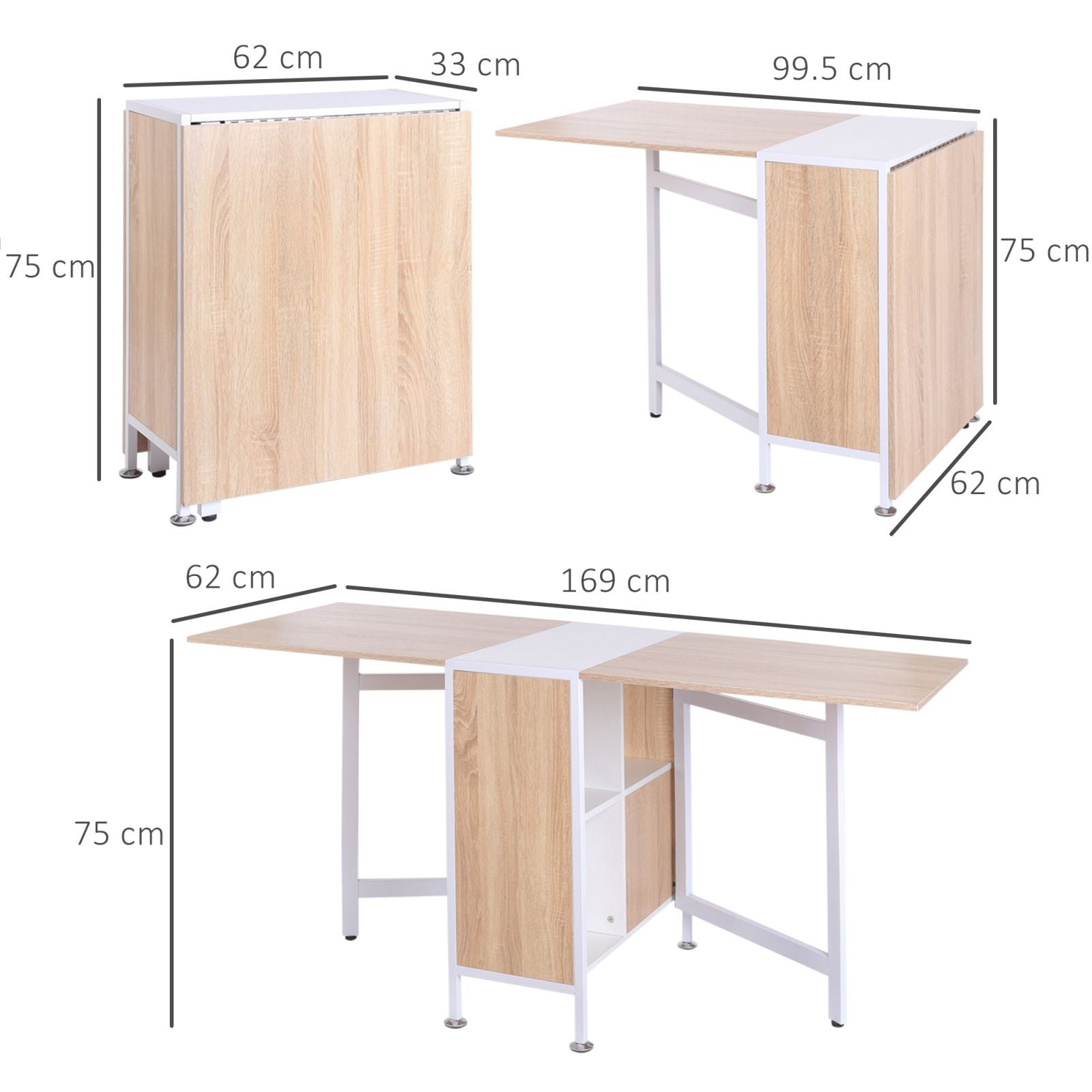 EasyComfort opklapbare tafel met 4 opbergvakken