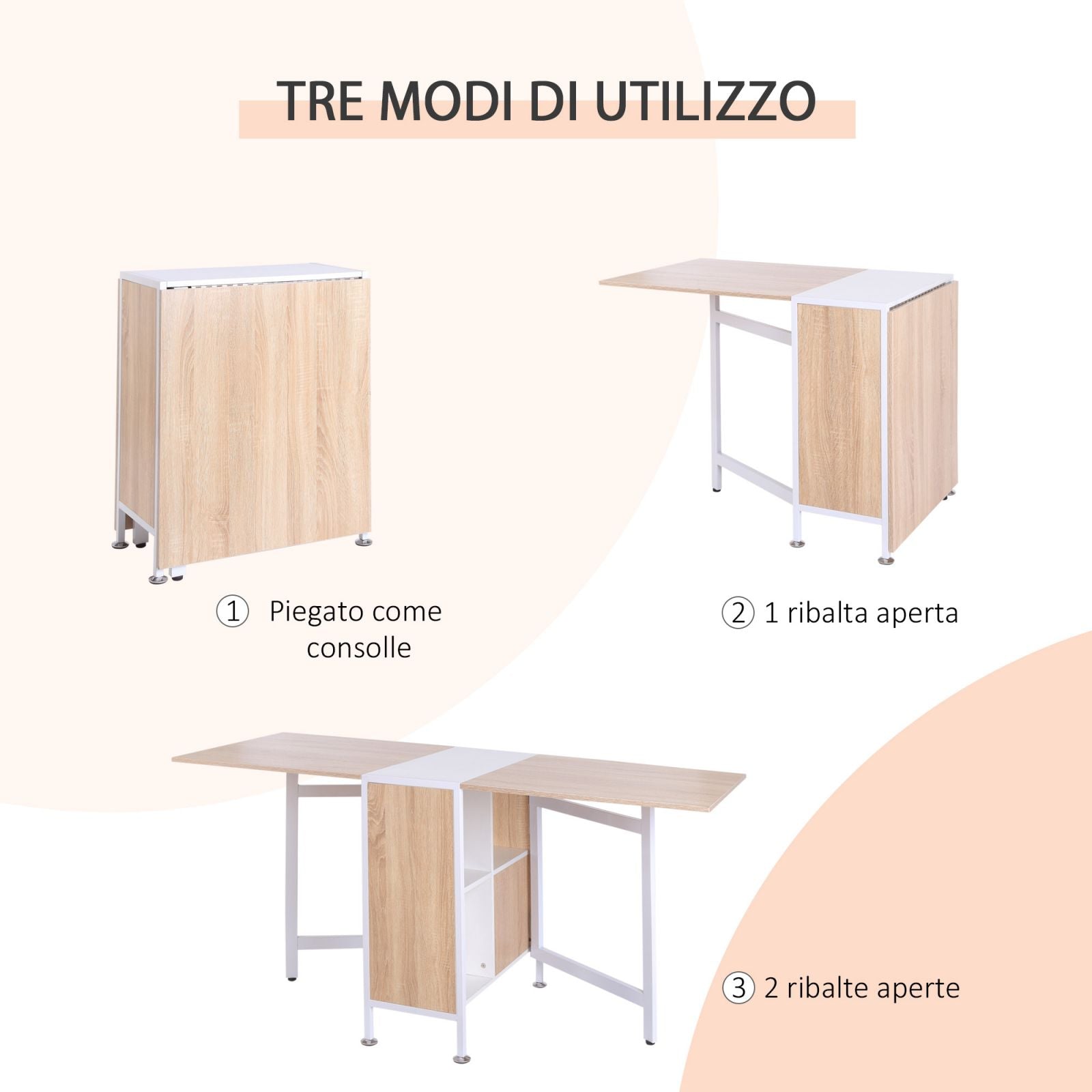 EasyComfort opklapbare tafel met 4 opbergvakken