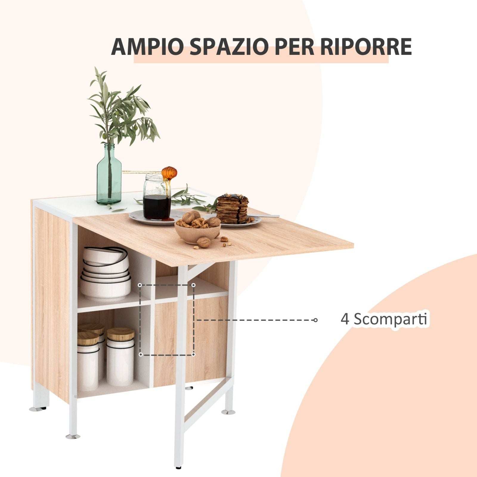 EasyComfort opklapbare tafel met 4 opbergvakken