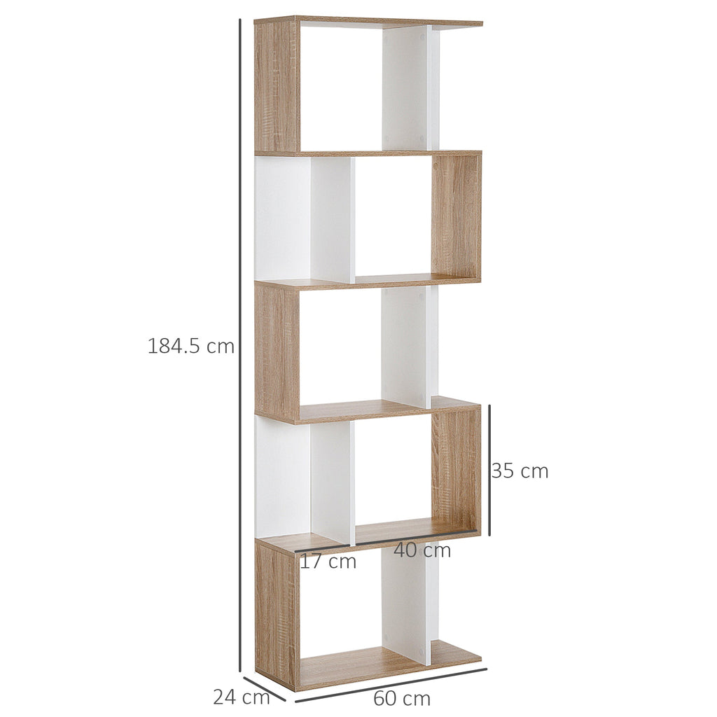 Easycomfort Libreria Moderna 5 Ripiani Pratici Finitura Eccellente, Superficie Liscia e a Prova di Umidità in Legno Truciolato white 60×24×184.5cm