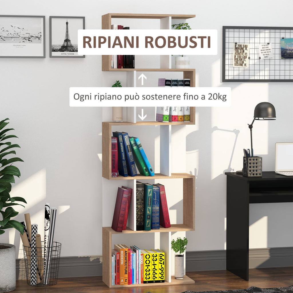 Easycomfort Libreria Moderna 5 Ripiani Pratici Finitura Eccellente, Superficie Liscia e a Prova di Umidità in Legno Truciolato white 60×24×184.5cm