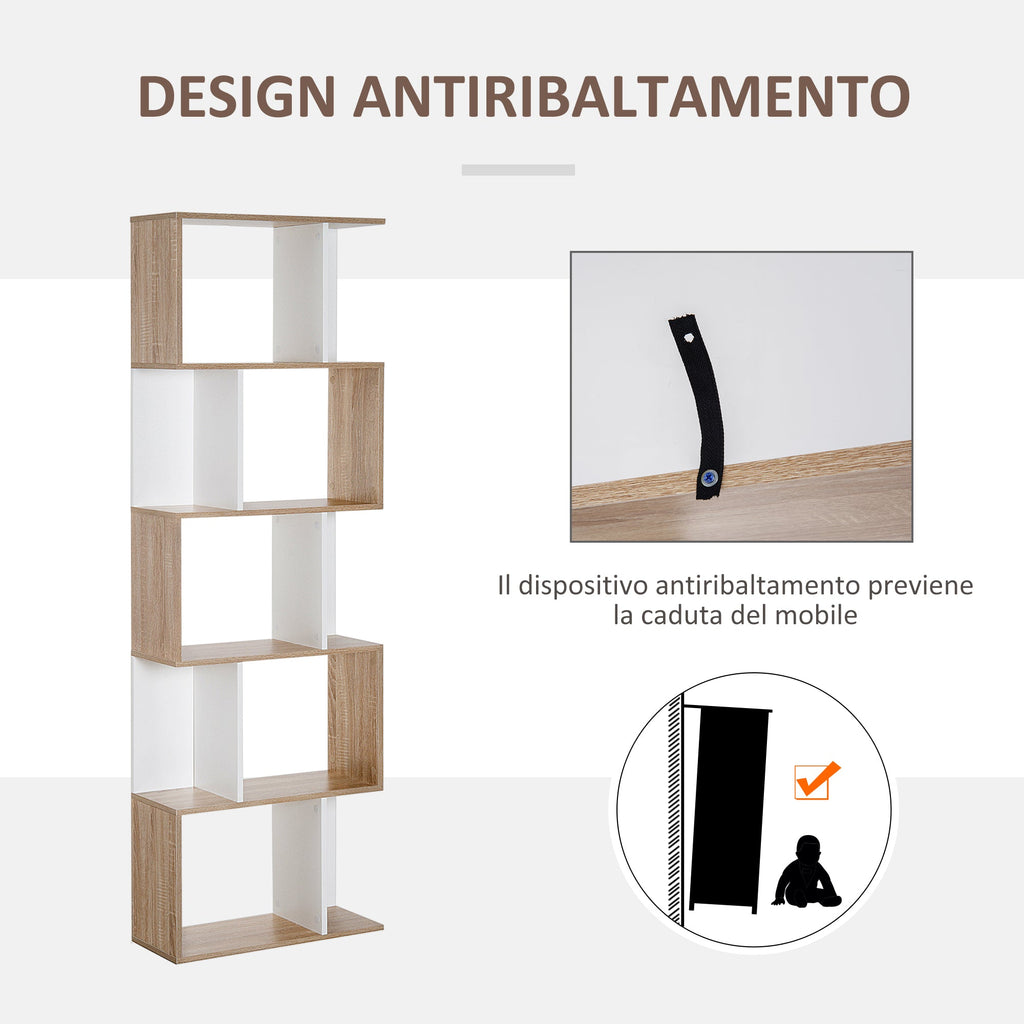 Easycomfort Libreria Moderna 5 Ripiani Pratici Finitura Eccellente, Superficie Liscia e a Prova di Umidità in Legno Truciolato white 60×24×184.5cm