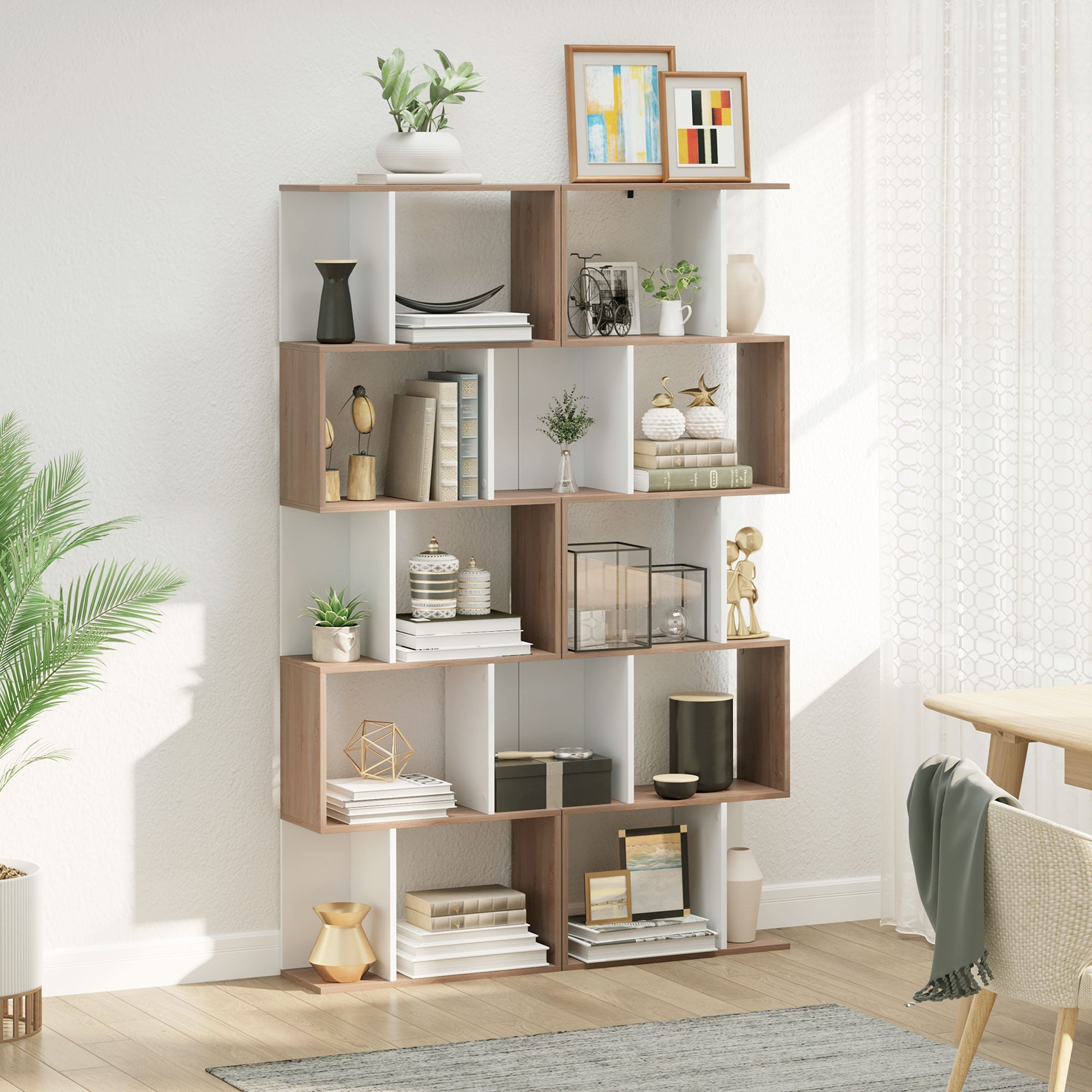Easycomfort Libreria Moderna 5 Ripiani Pratici Finitura Eccellente, Superficie Liscia e a Prova di Umidità in Legno Truciolato white 60×24×184.5cm