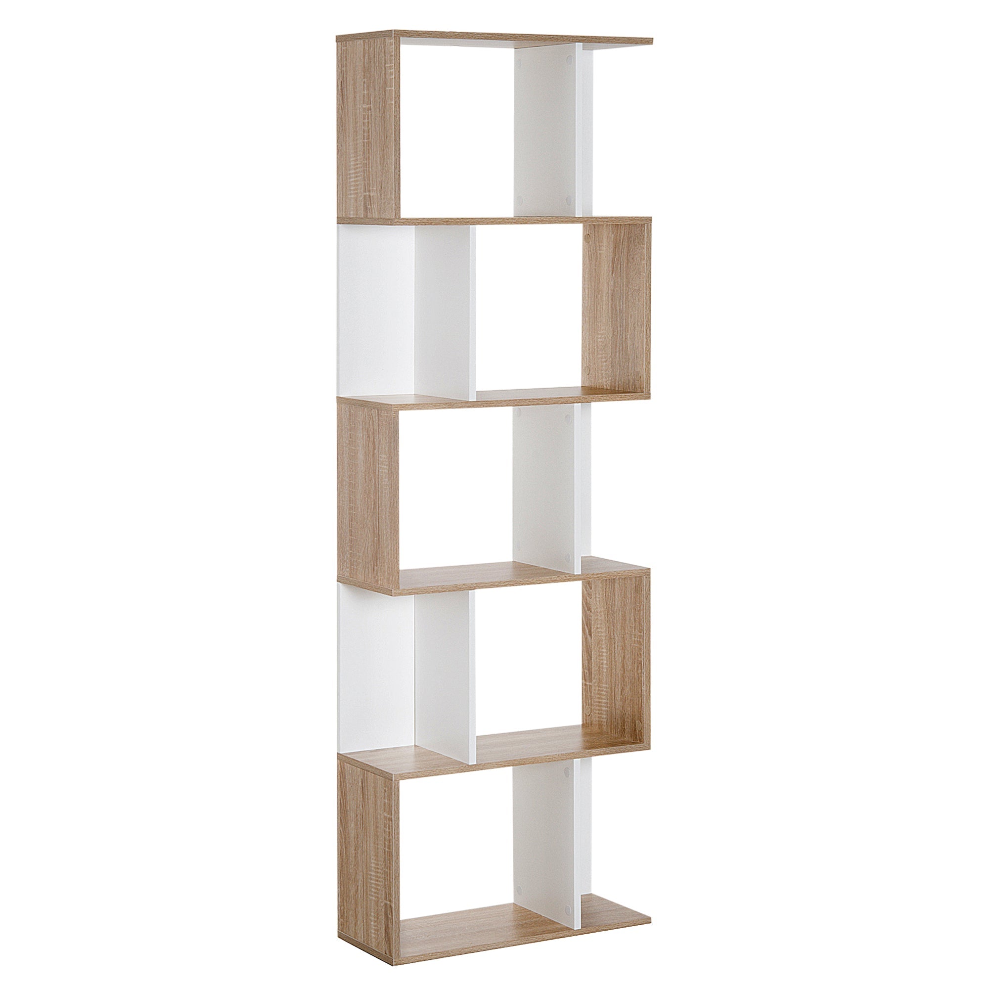 Easycomfort Libreria Moderna 5 Ripiani Pratici Finitura Eccellente, Superficie Liscia e a Prova di Umidità in Legno Truciolato white 60×24×184.5cm