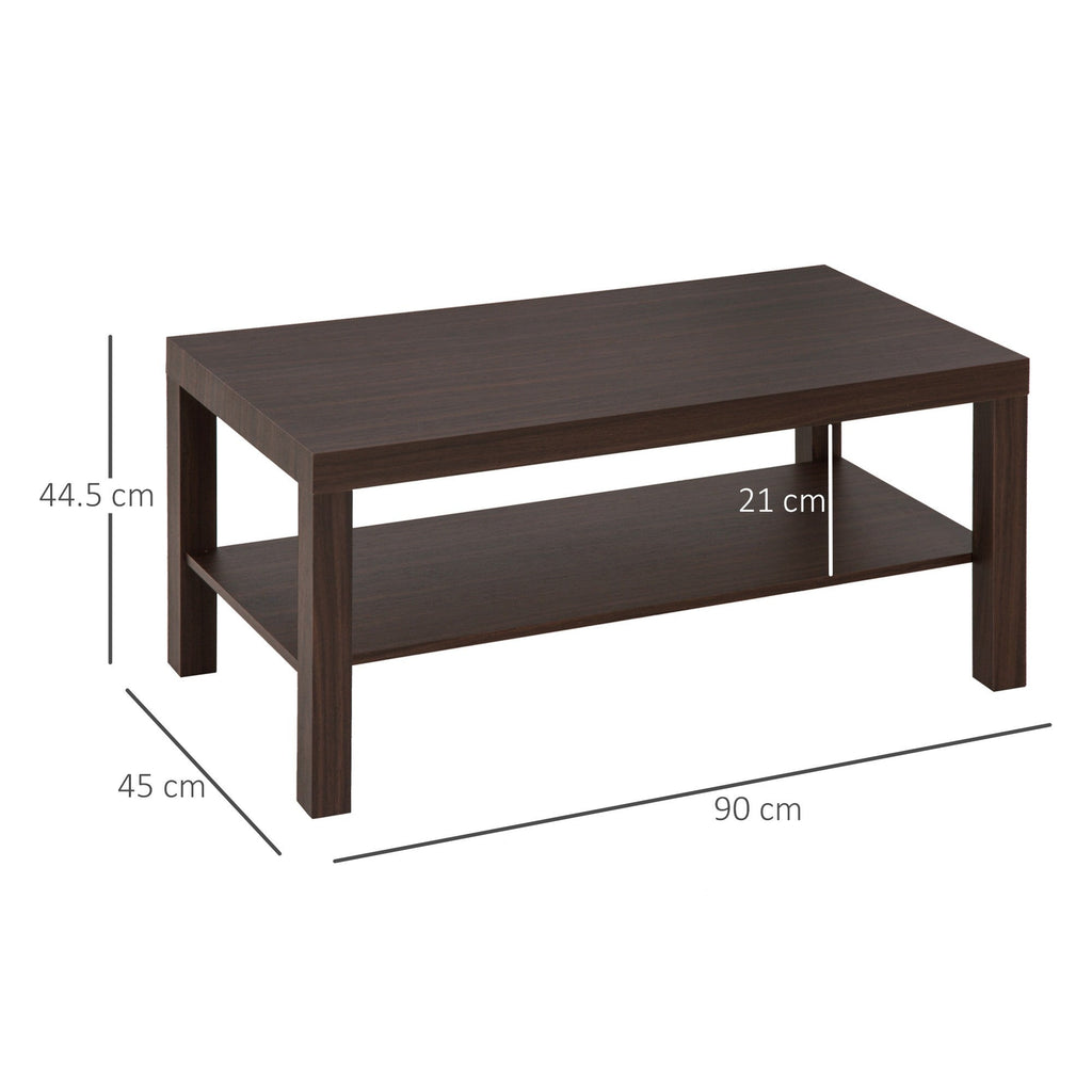 Easycomfort Tavolino da Salotto Rettangolare Classico with Ripiano Portaoggetti in Legno 90×45×44.5cm
