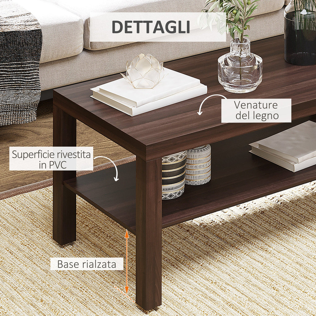 Easycomfort Tavolino da Salotto Rettangolare Classico with Ripiano Portaoggetti in Legno 90×45×44.5cm