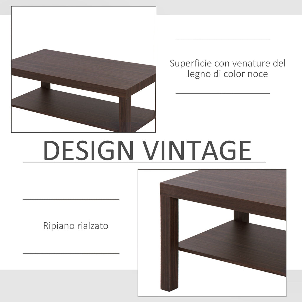 Easycomfort Tavolino da Salotto Rettangolare Classico with Ripiano Portaoggetti in Legno 90×45×44.5cm