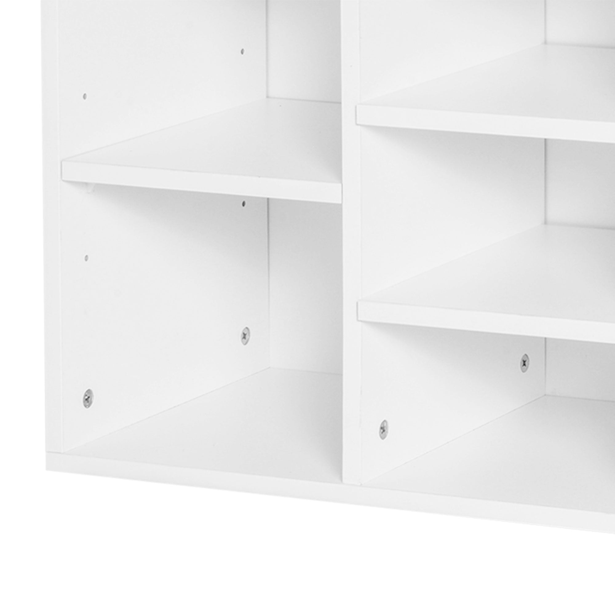 Easycomfort Scarpiera Panchina 8-10 Paia di Scarpe Ripiani Regolabili, Legno, white, 104 x 30 x 48 cm