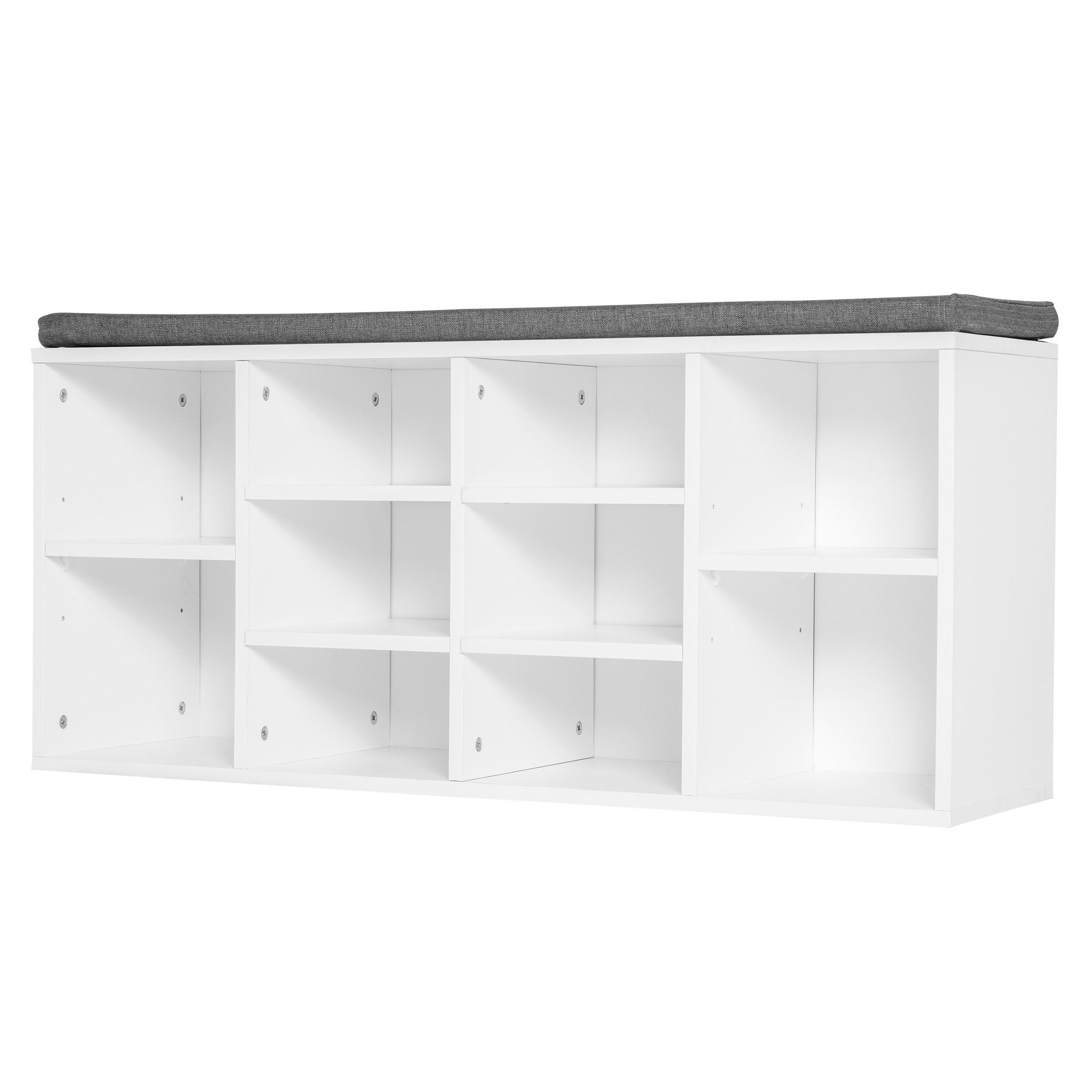 Easycomfort Scarpiera Panchina 8-10 Paia di Scarpe Ripiani Regolabili, Legno, white, 104 x 30 x 48 cm