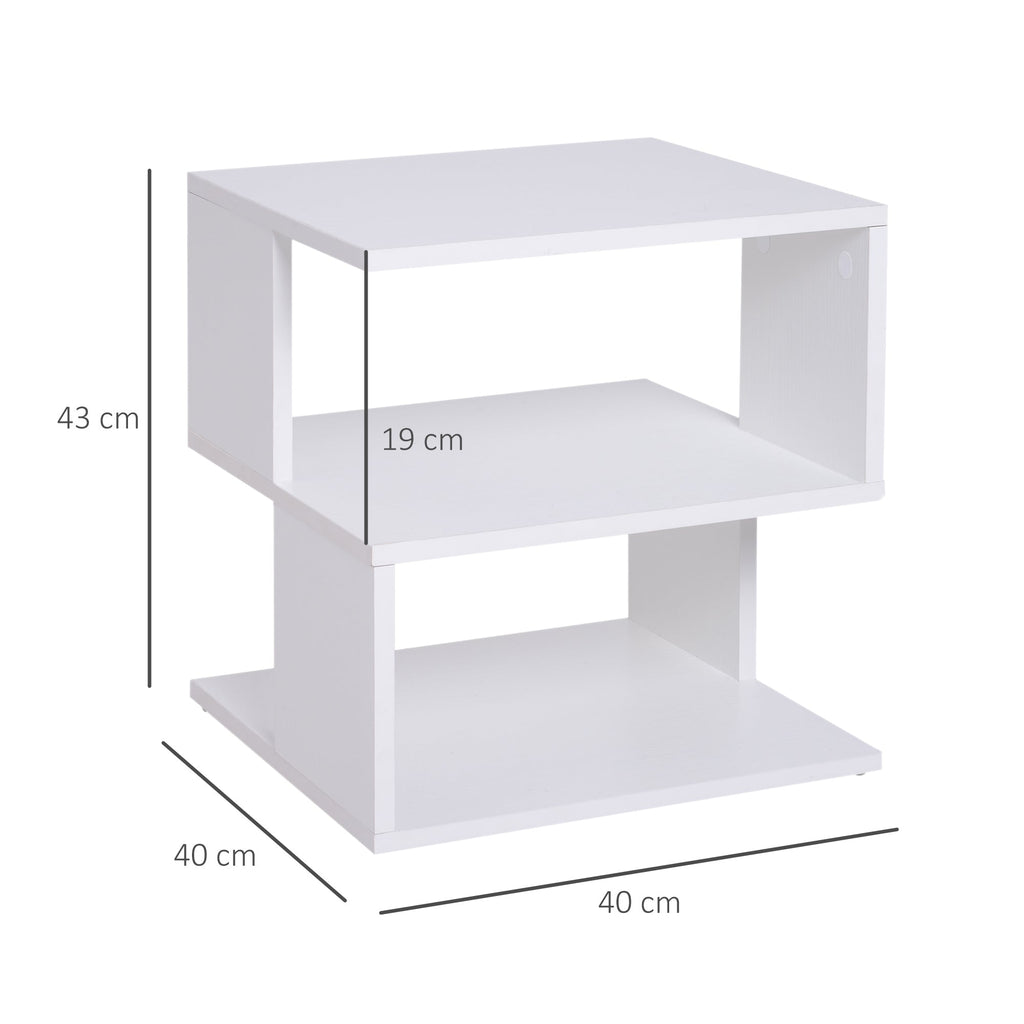 Easycomfort Tavolino da Caffè 2 Ripiani Aperti Design Moderno Salotto Soggiorno Legno 40x40x43cm white