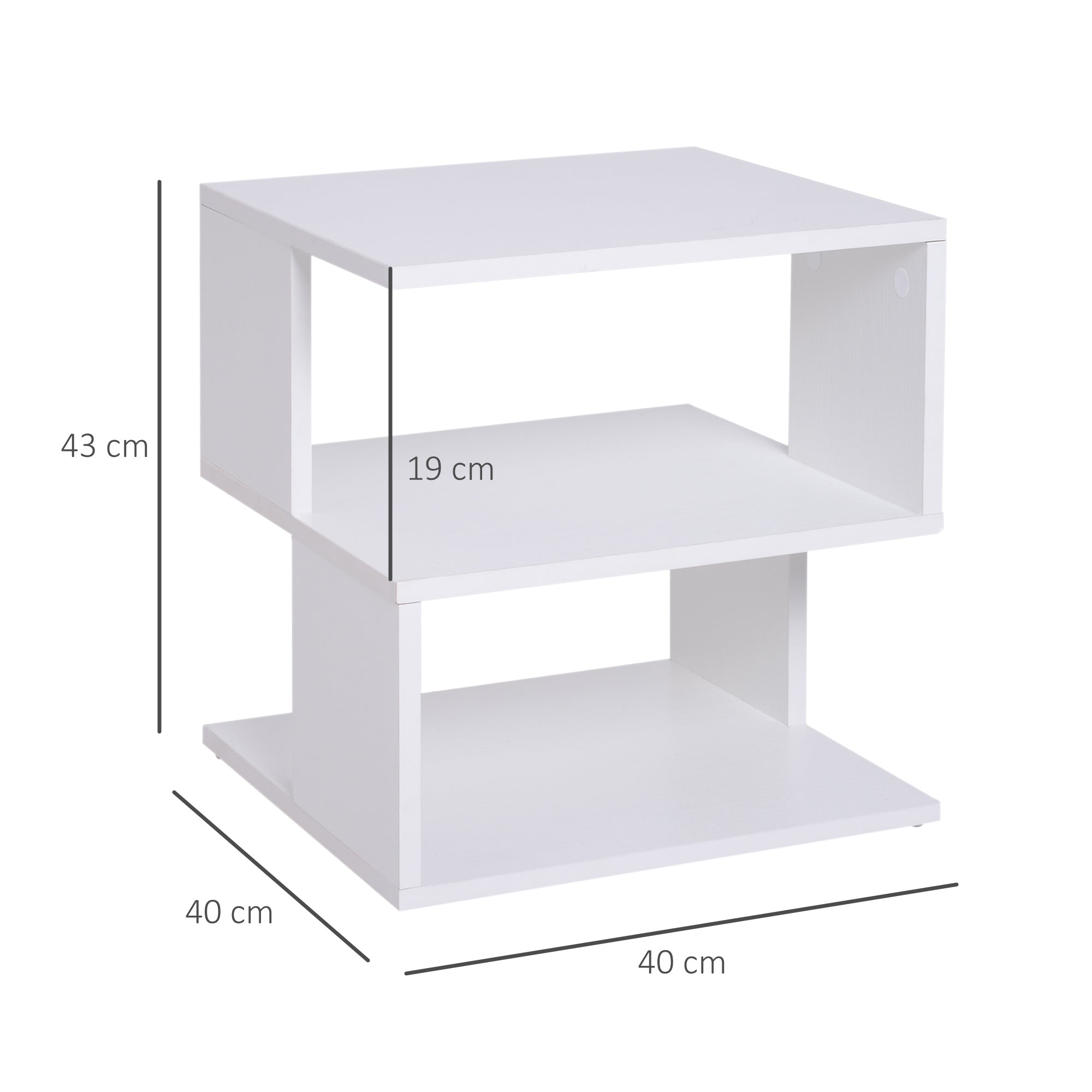 Easycomfort Tavolino da Caffè 2 Ripiani Aperti Design Moderno Salotto Soggiorno Legno 40x40x43cm white