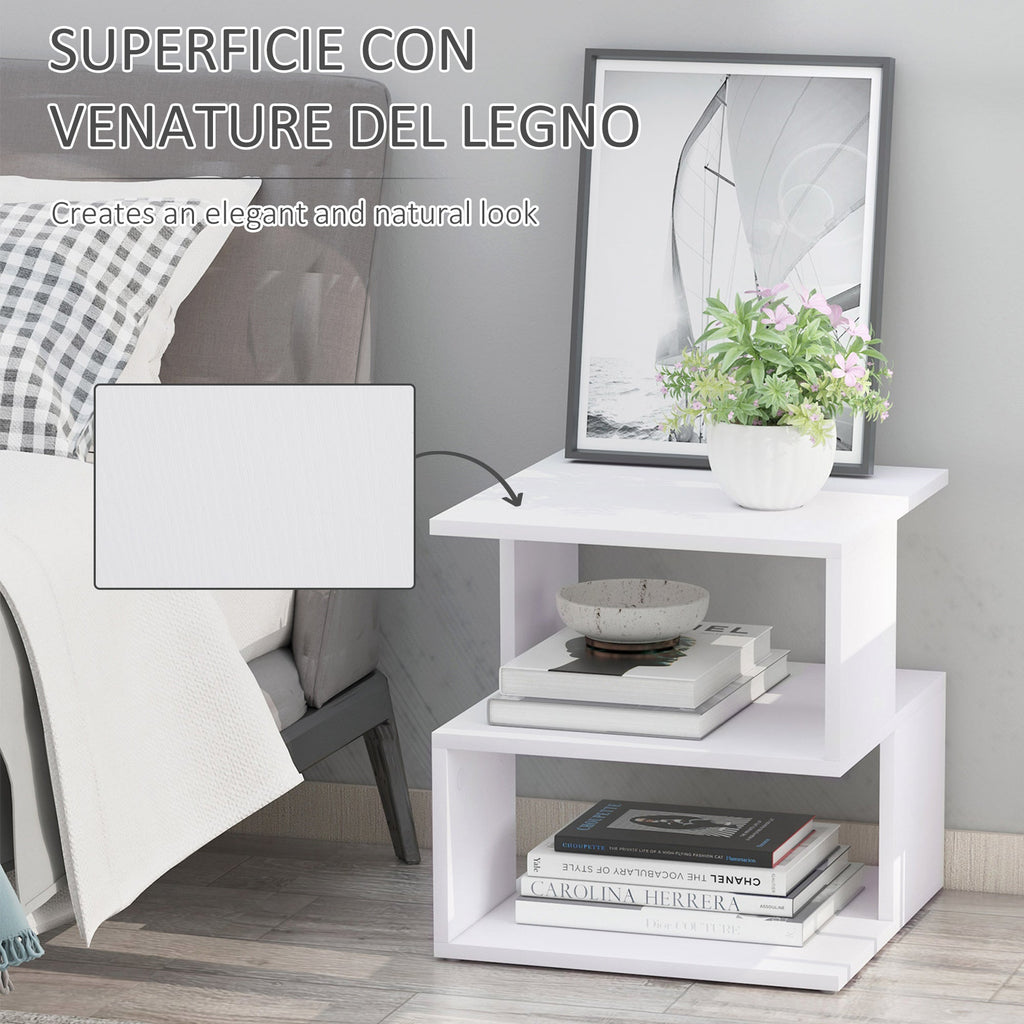 Easycomfort Tavolino da Caffè 2 Ripiani Aperti Design Moderno Salotto Soggiorno Legno 40x40x43cm white
