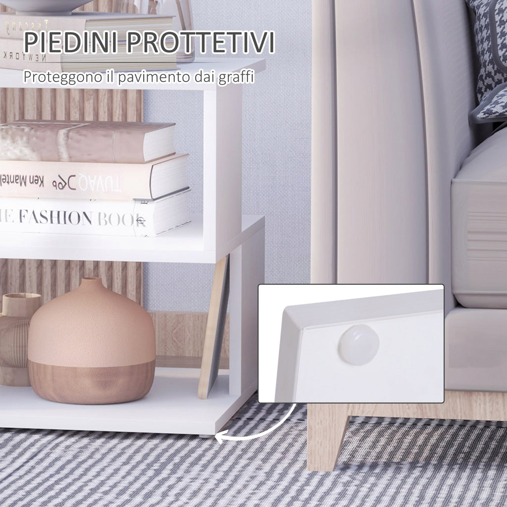 Easycomfort Tavolino da Caffè 2 Ripiani Aperti Design Moderno Salotto Soggiorno Legno 40x40x43cm white