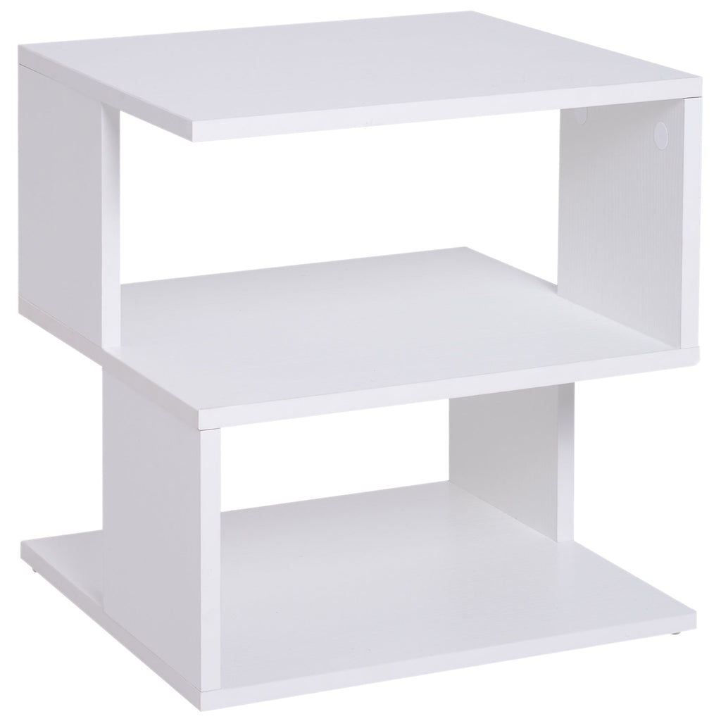 Easycomfort Tavolino da Caffè 2 Ripiani Aperti Design Moderno Salotto Soggiorno Legno 40x40x43cm white
