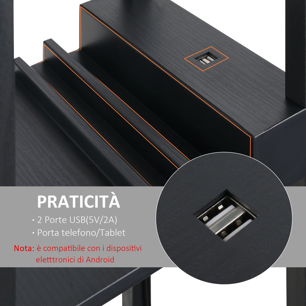 Easycomfort Lampada da Terra Moderna, Lampadina Illuminazione Interna Salvaspazio with Ripiani da Soggiorno Cotone, MDF 26 x 26 x 160 cm black e white