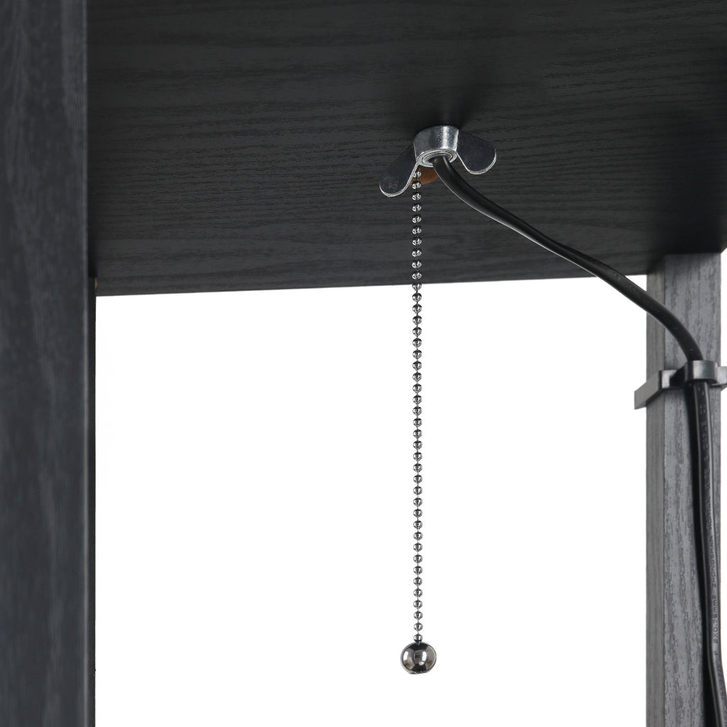 Easycomfort Lampada da Terra Moderna, Lampadina Illuminazione Interna Salvaspazio with Ripiani da Soggiorno Cotone, MDF 26 x 26 x 160 cm black e white