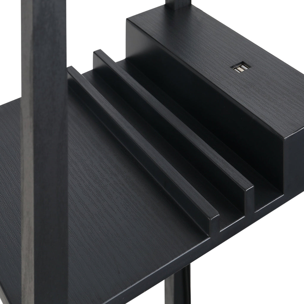 Easycomfort Lampada da Terra Moderna, Lampadina Illuminazione Interna Salvaspazio with Ripiani da Soggiorno Cotone, MDF 26 x 26 x 160 cm black e white