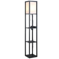 Easycomfort Lampada da Terra Moderna, Lampadina Illuminazione Interna Salvaspazio with Ripiani da Soggiorno Cotone, MDF 26 x 26 x 160 cm black e white