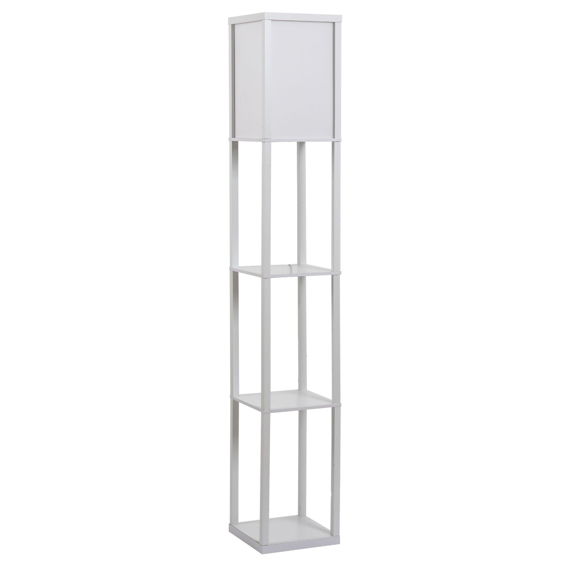 Easycomfort Lampada da Terra with 3 Mensole Integrate, Attacco E27 Potenza 40W, Arredamento Moderno in MDF, 26x26x160cm, white