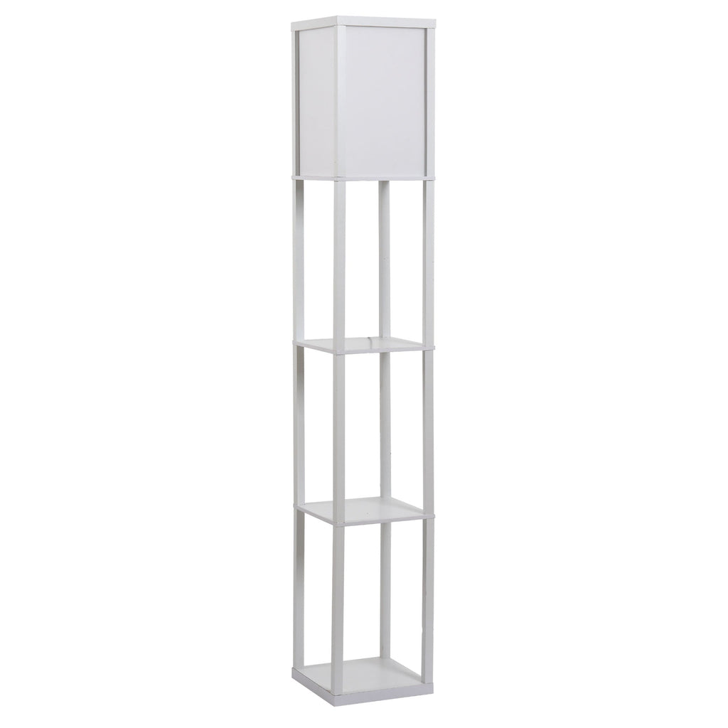 Easycomfort Lampada da Terra with 3 Mensole Integrate, Attacco E27 Potenza 40W, Arredamento Moderno in MDF, 26x26x160cm, white