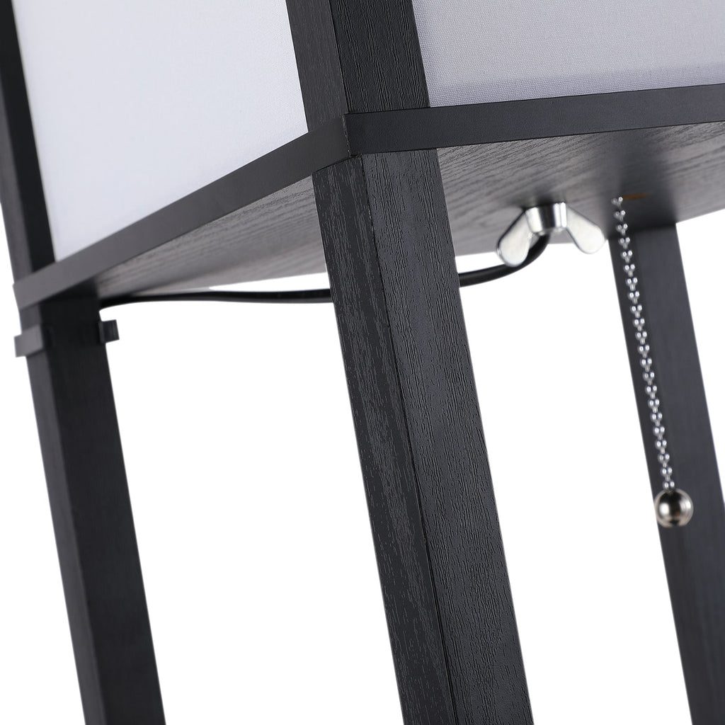 Easycomfort Lampada da Terra Moderna, Lampadina Illuminazione Interna Salvaspazio with Ripiani da Soggiorno Cotone, MDF 26 x 26 x 160 cm black e white