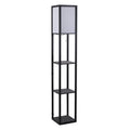 Easycomfort Lampada da Terra Moderna, Lampadina Illuminazione Interna Salvaspazio with Ripiani da Soggiorno Cotone, MDF 26 x 26 x 160 cm black e white