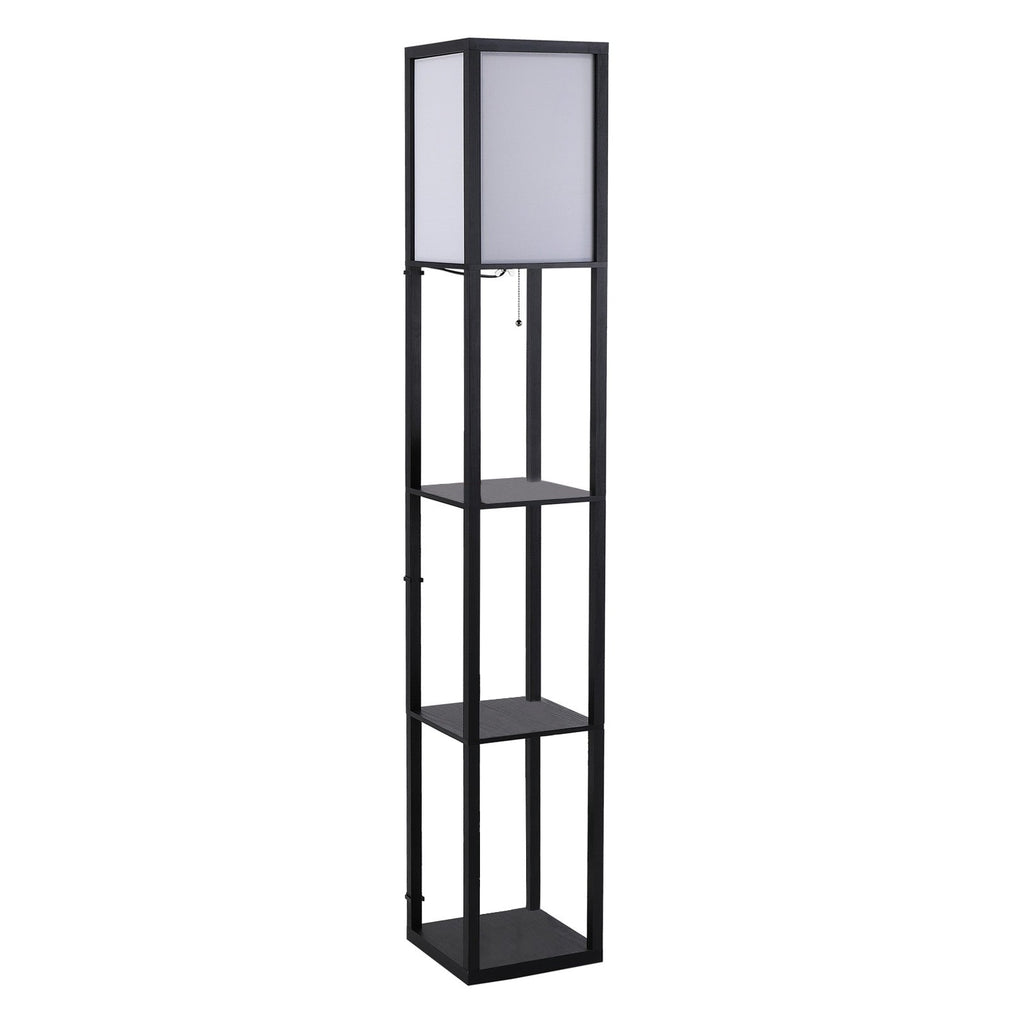 Easycomfort Lampada da Terra Moderna, Lampadina Illuminazione Interna Salvaspazio with Ripiani da Soggiorno Cotone, MDF 26 x 26 x 160 cm black e white