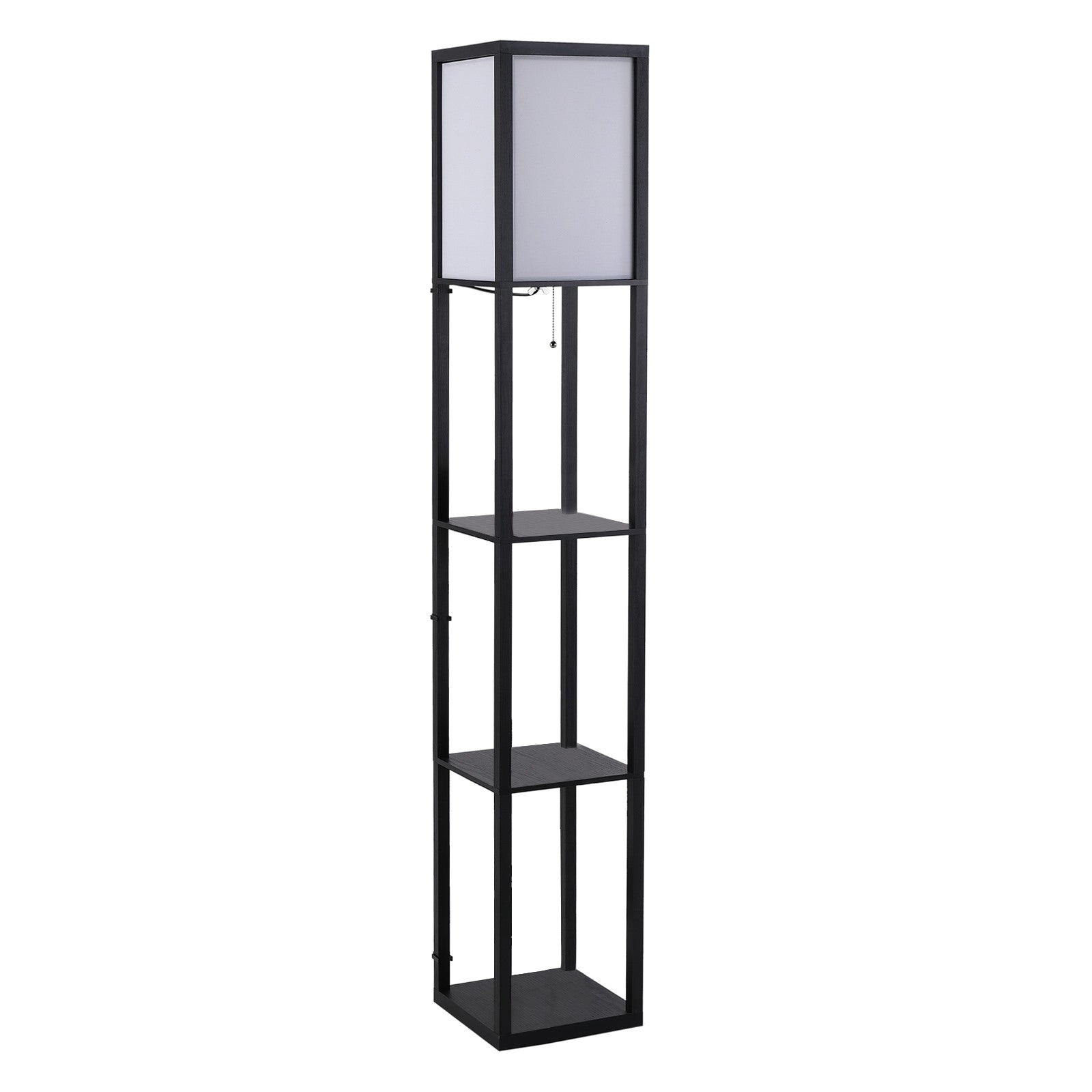 Easycomfort Lampada da Terra Moderna, Lampadina Illuminazione Interna Salvaspazio with Ripiani da Soggiorno Cotone, MDF 26 x 26 x 160 cm black e white