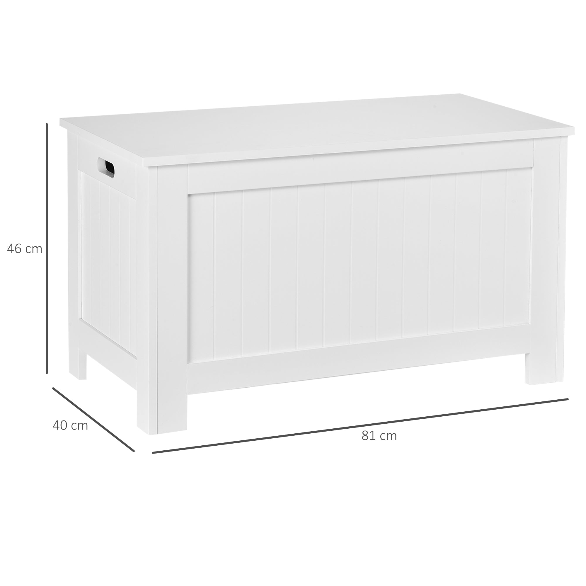 Easycomfort Panca Contenitore Multiuso in Legno MDF, 2 Maniglie e Apertura with Blocco di Sicurezza, 81x40x46cm, white