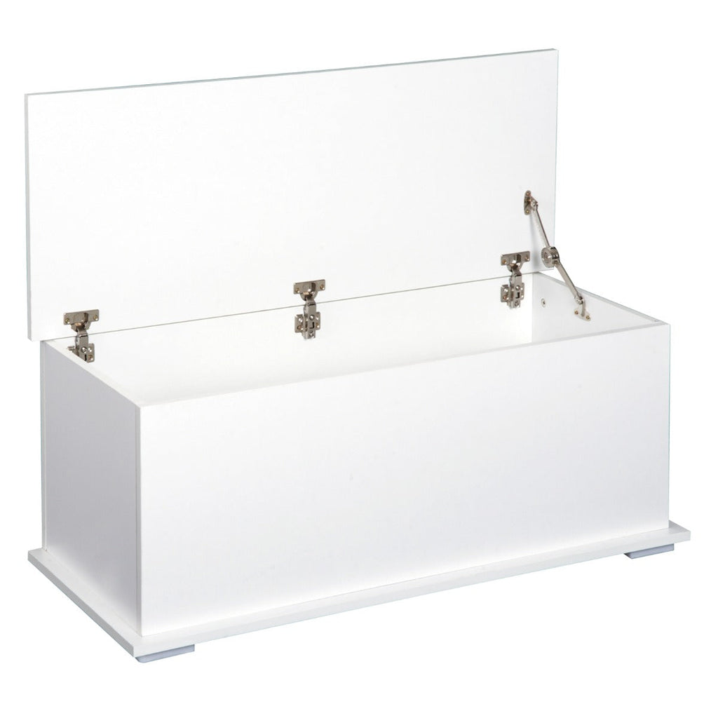 Easycomfort Panca Contenitore Multiuso in Legno MDF, 2 Maniglie e Apertura with Blocco di Sicurezza, 81x40x46cm, white