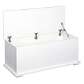 Easycomfort Panca Contenitore Multiuso in Legno MDF, 2 Maniglie e Apertura with Blocco di Sicurezza, 81x40x46cm, white