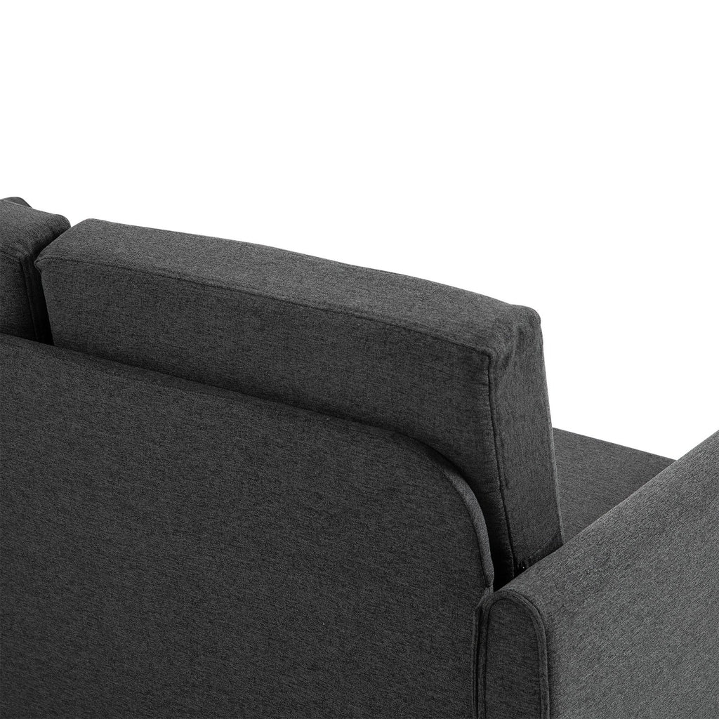 Easycomfort Divano a 2 Posti a Seduta Ampia with Cuscini Rimovibili da Salotto in Tessuto Effetto Lino e Gommapiuma, 141x70x78 cm, Grigio scuro e black