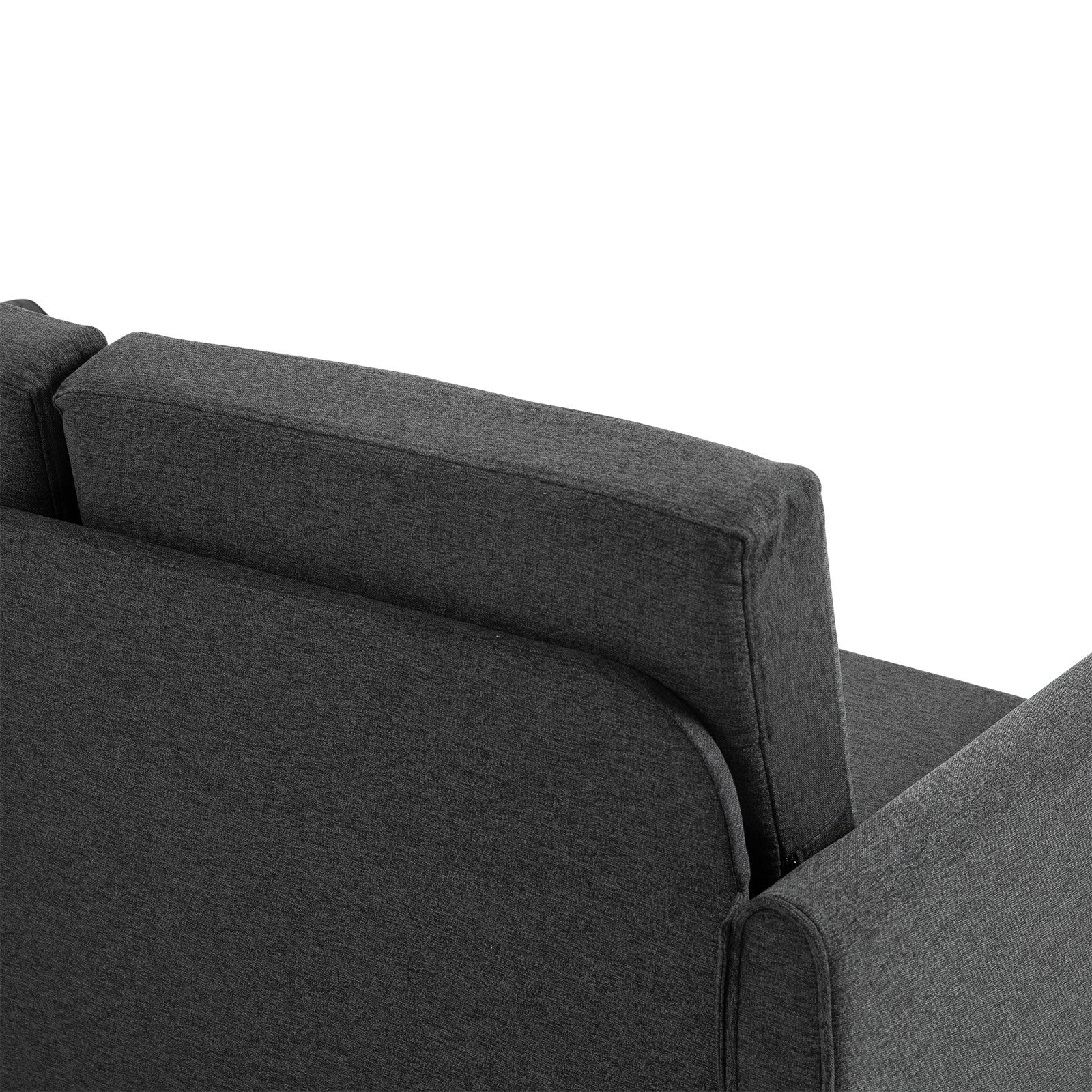 Easycomfort Divano a 2 Posti a Seduta Ampia with Cuscini Rimovibili da Salotto in Tessuto Effetto Lino e Gommapiuma, 141x70x78 cm, Grigio scuro e black