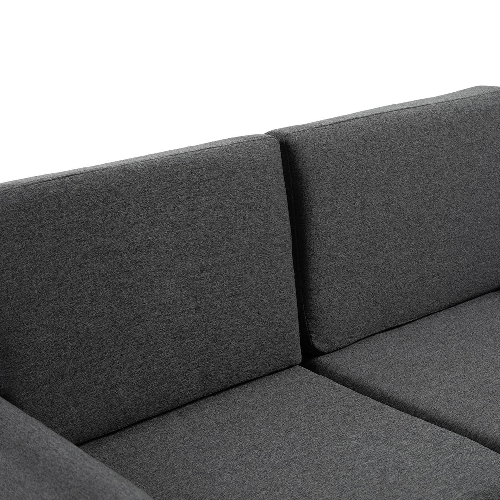 Easycomfort Divano a 2 Posti a Seduta Ampia with Cuscini Rimovibili da Salotto in Tessuto Effetto Lino e Gommapiuma, 141x70x78 cm, Grigio scuro e black
