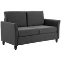 Easycomfort Divano a 2 Posti a Seduta Ampia with Cuscini Rimovibili da Salotto in Tessuto Effetto Lino e Gommapiuma, 141x70x78 cm, Grigio scuro e black