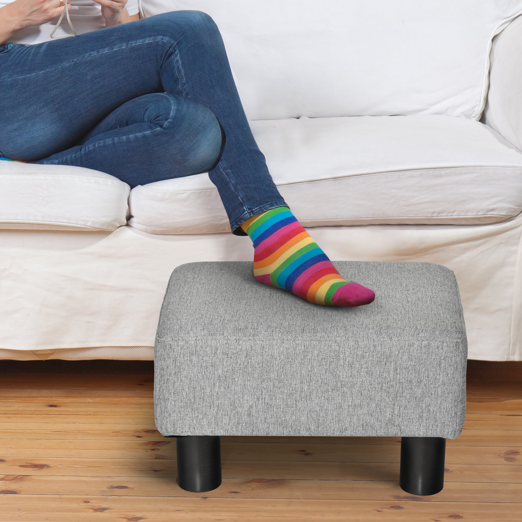 EasyComfort Poef voetenbankje 40x30x24 cm, Grijs