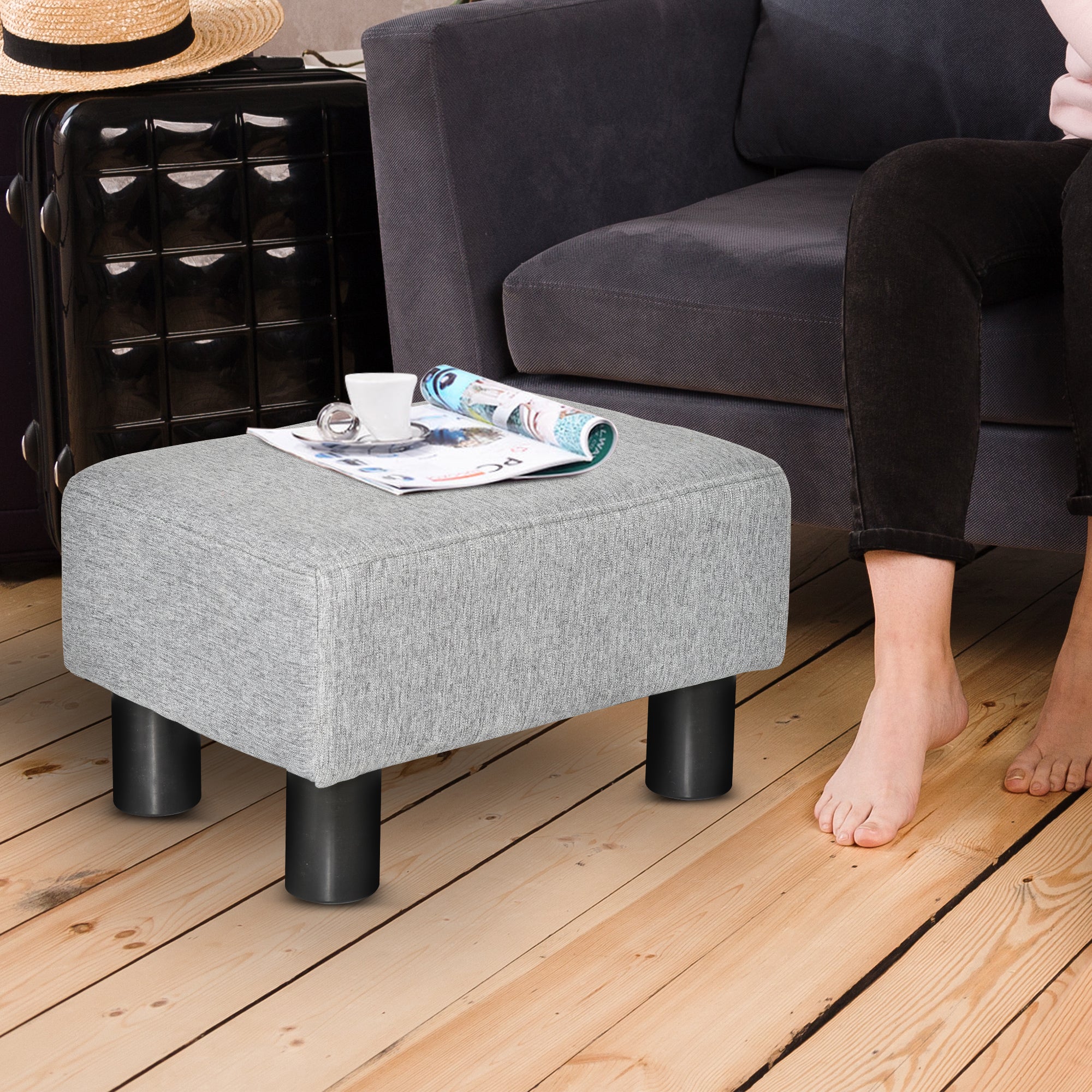 EasyComfort Poef voetenbankje 40x30x24 cm, Grijs