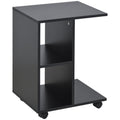 Easycomfort Tavolino da Salotto a C with 2 Ripiani Aperti e 4 Ruote Girevoli, 45x35x58 cm, black