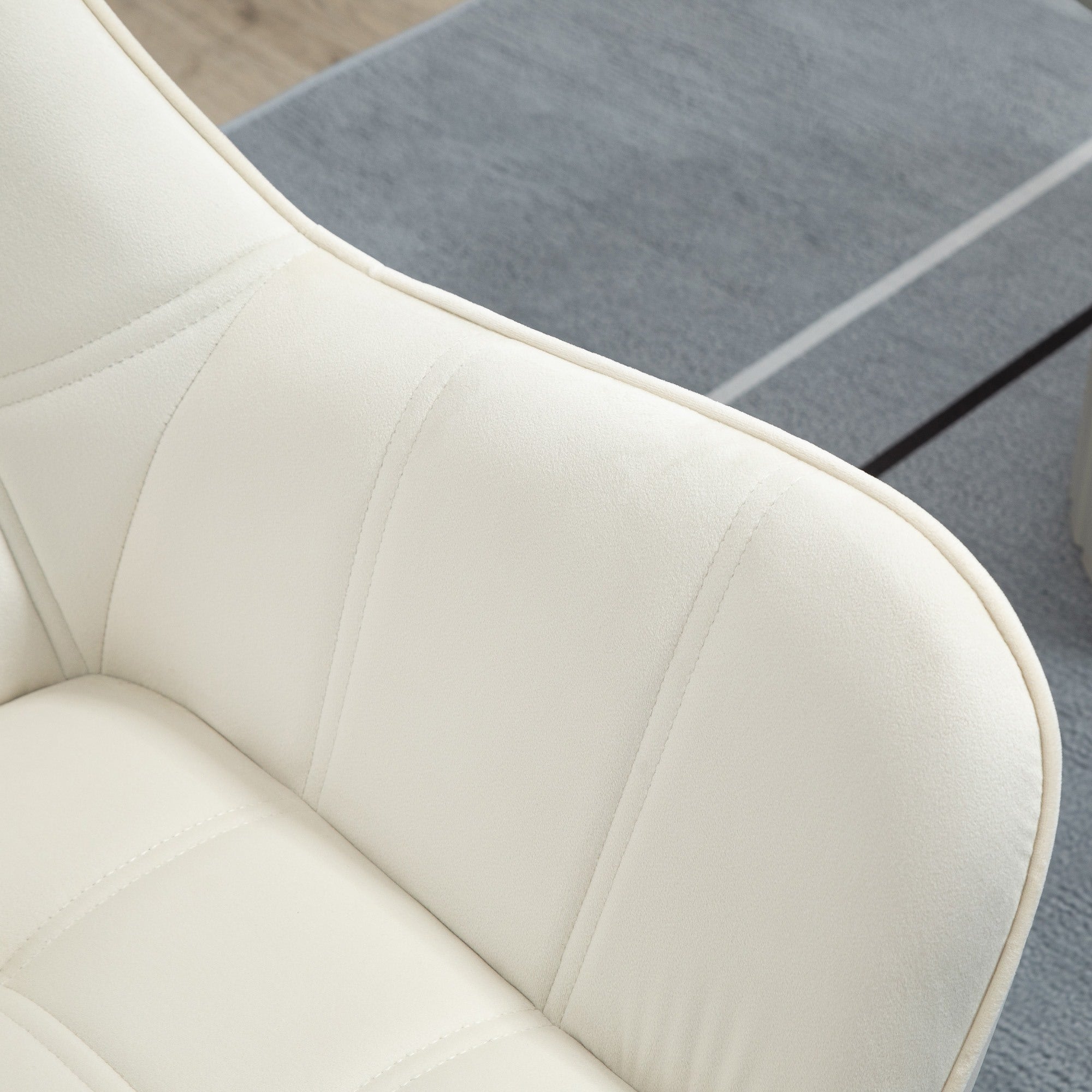 Easycomfort Poltrona Design Scandinava in Legno ed Effetto Velluto Crema, per Soggiorno o Ufficio, 68.5x61x72.5 cm