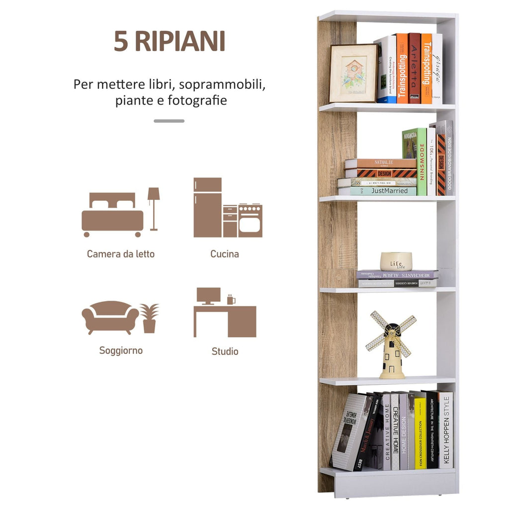 EasyComfort boekenkast 5 planken eiken/wit 45 x 21 x 170 cm